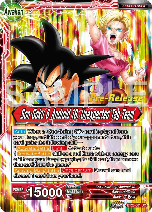 Son Goku // Son Goku & Android 18, Unexpected Tag Team (BT26-001) [Ultimate Advent Prerelease Promos] - Image 2