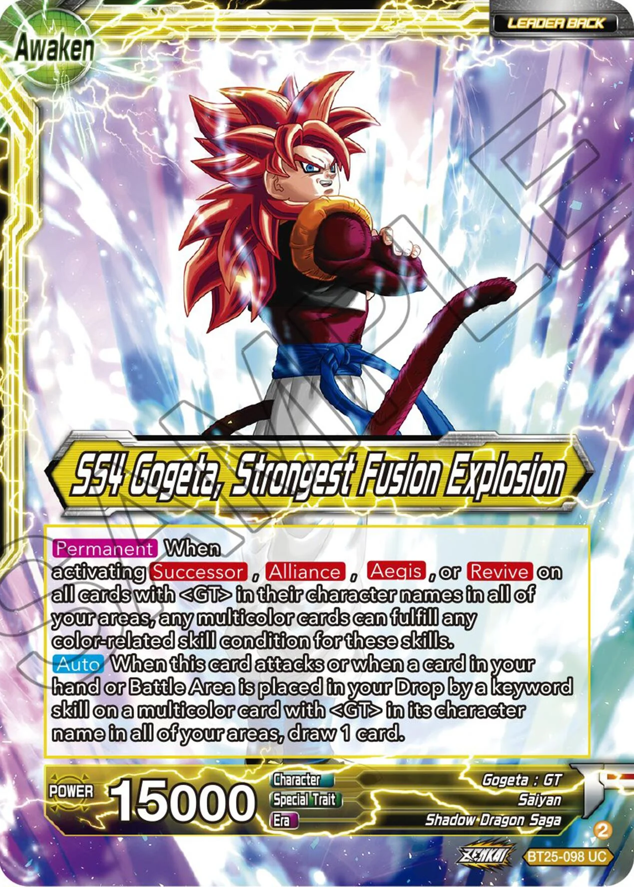 SS4 Son Goku & SS4 Vegeta // SS4 Gogeta, Strongest Fusion Explosion (BT25-098 UC) [Legend of the Dragon Balls] - Image 2
